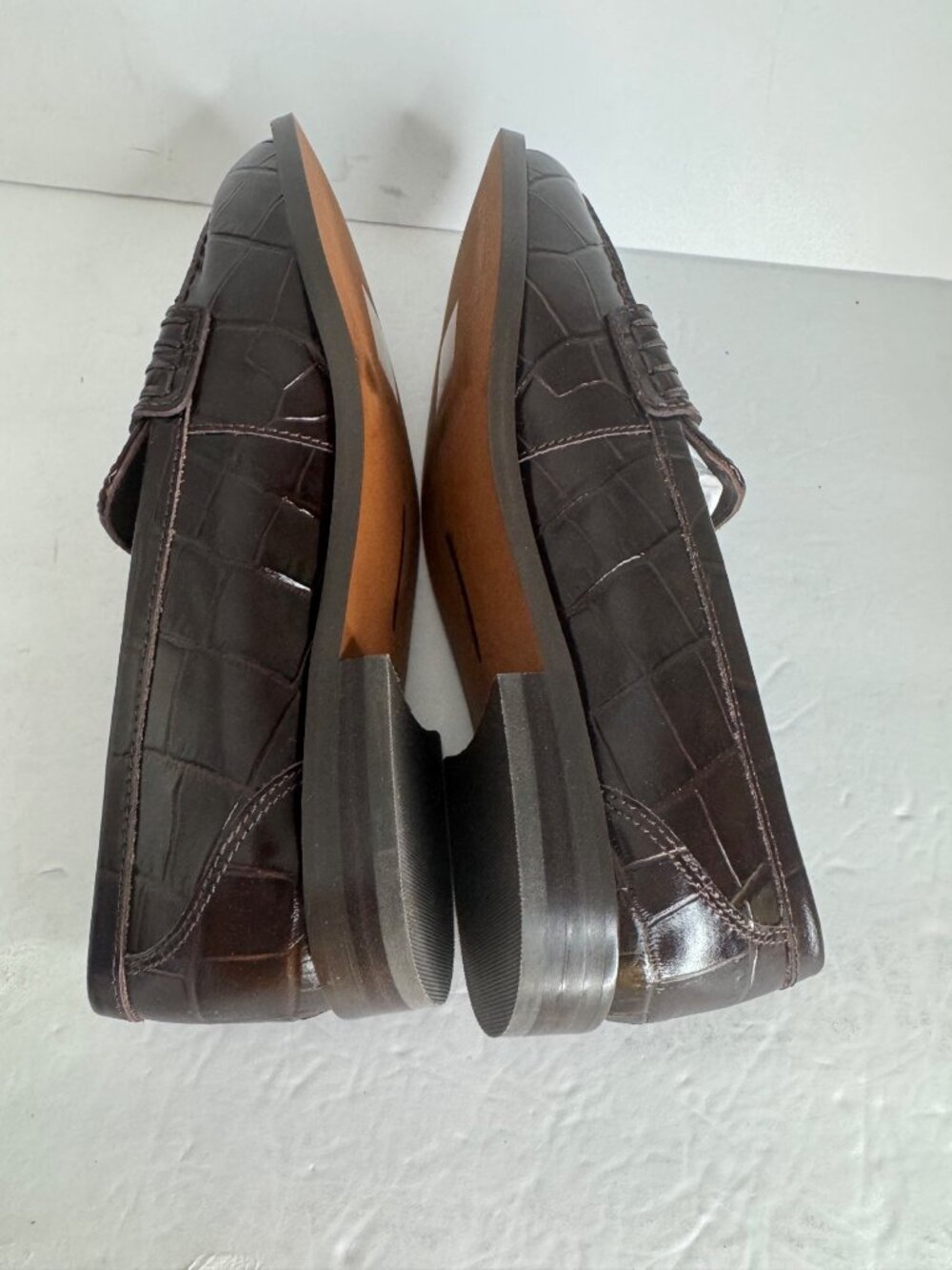 Madewell The Grayson Penny Loafer Croc Stamped Chocolate Raisin Brown Size 9 New - Picture 5 of 6